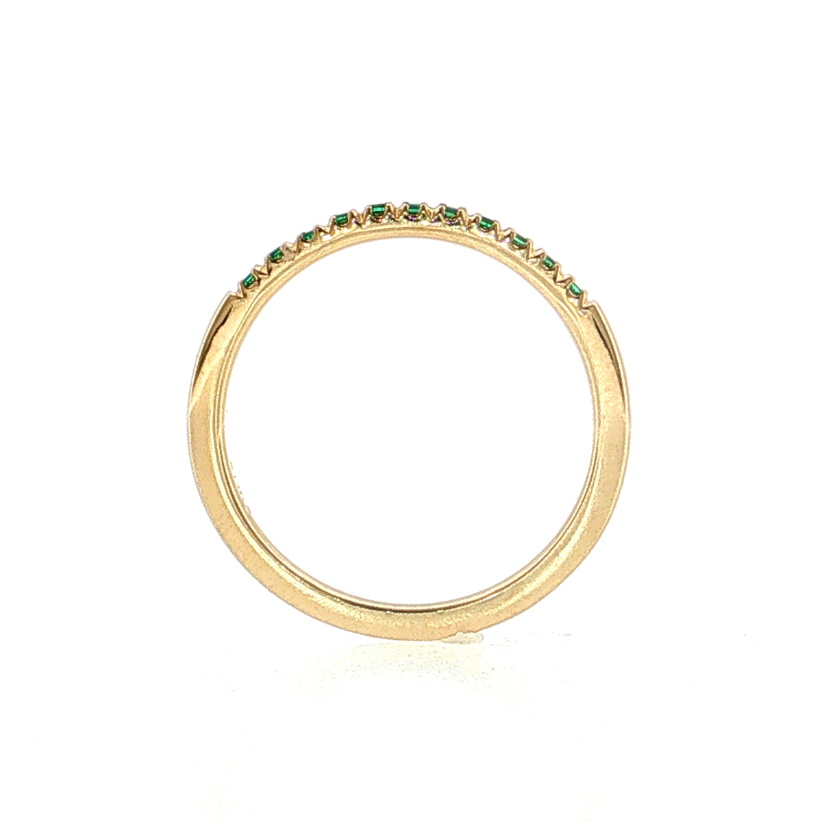 .22 Round Emerald Stacking Ring 14k Yellow Gold