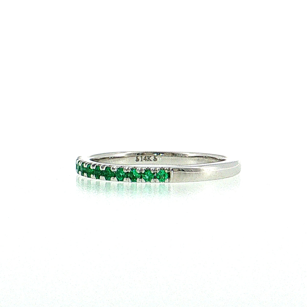 .22 Emerald Wedding Band 14k White Gold