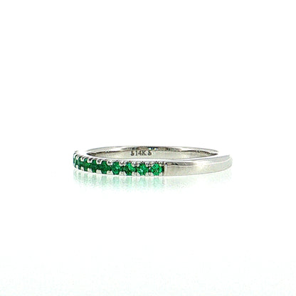.22 Emerald Wedding Band 14k White Gold