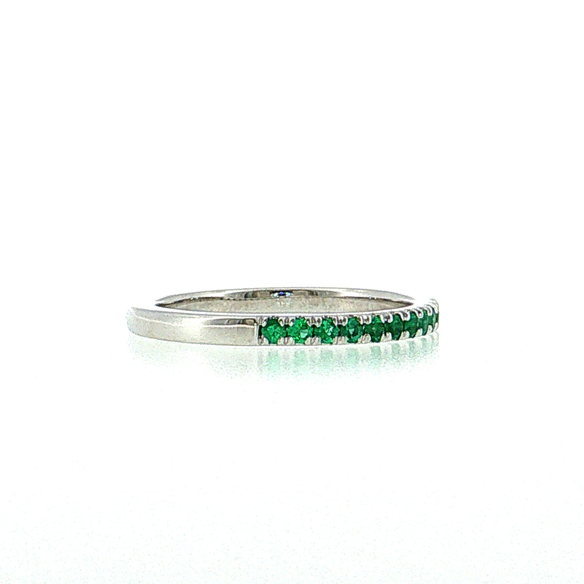 .22 Emerald Wedding Band 14k White Gold
