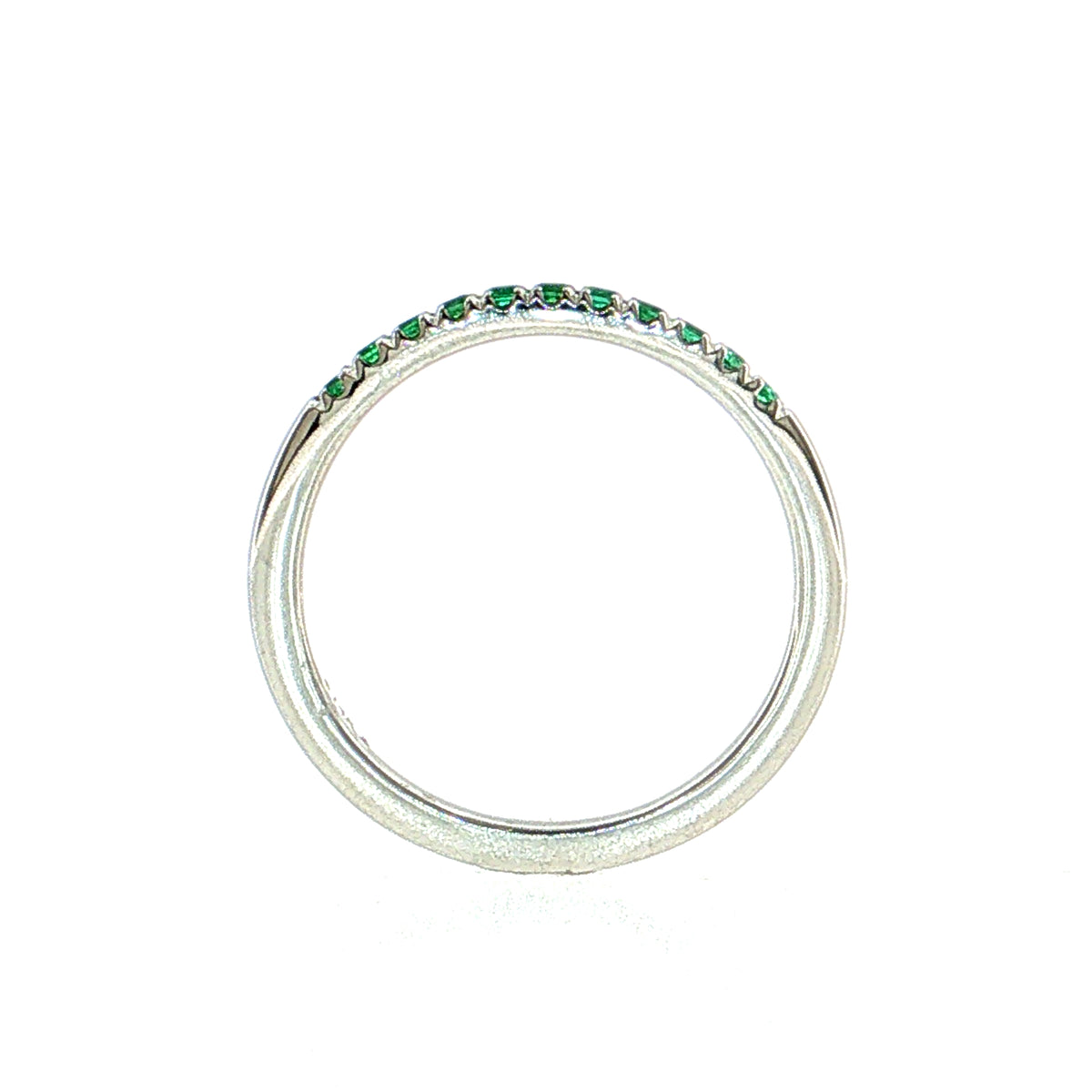 .22 Emerald Wedding Band 14k White Gold