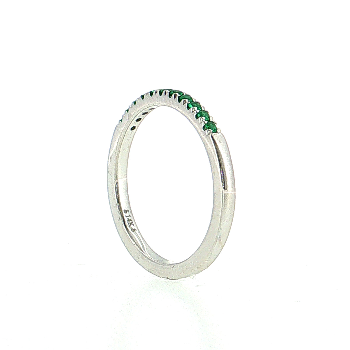 .22 Emerald Wedding Band 14k White Gold