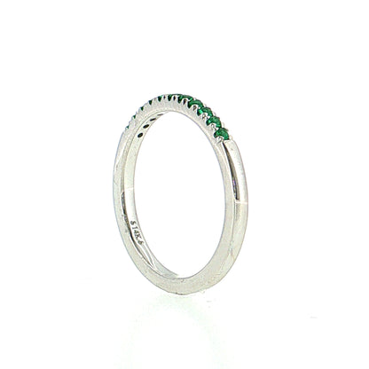 .22 Emerald Wedding Band 14k White Gold
