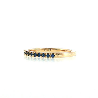 .22 Blue Sapphire Wedding Band 14k Yellow Gold