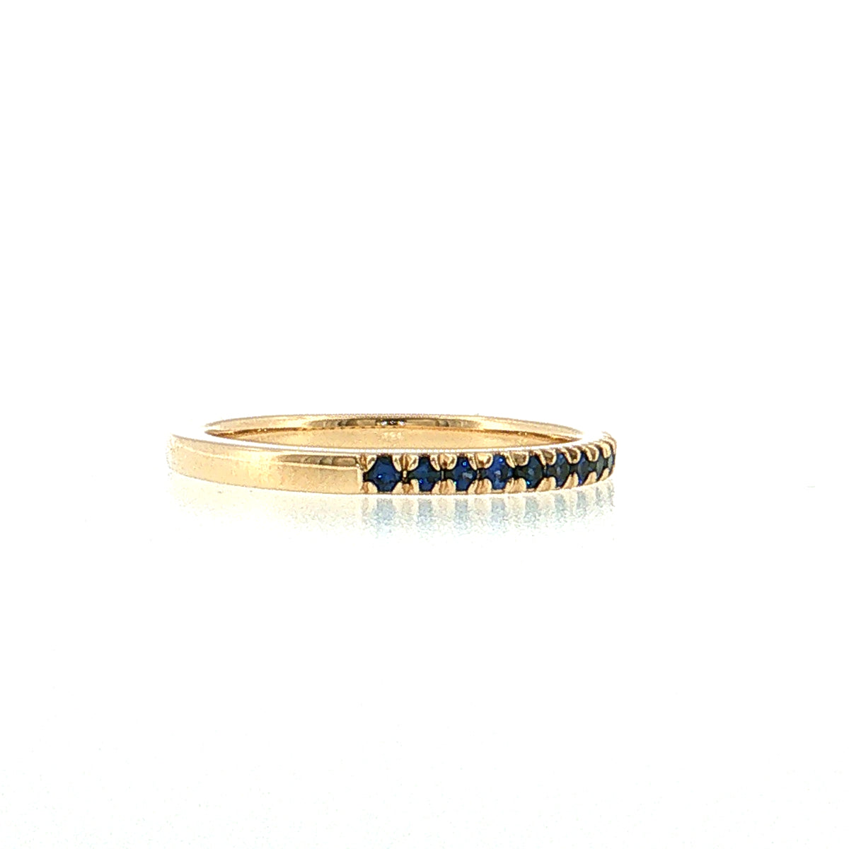.22 Blue Sapphire Wedding Band 14k Yellow Gold