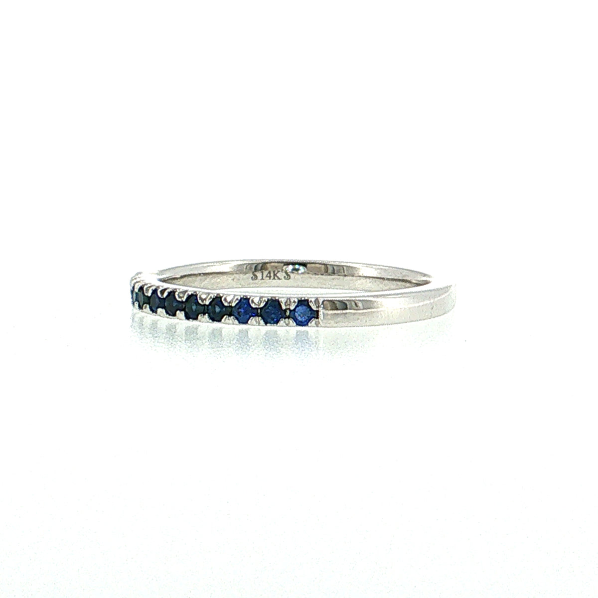 .22 French Set Sapphire Wedding Ring 14k Yellow Gold