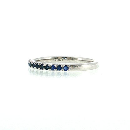 .22 French Set Sapphire Wedding Ring 14k Yellow Gold