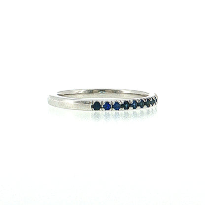.22 French Set Sapphire Wedding Ring 14k Yellow Gold