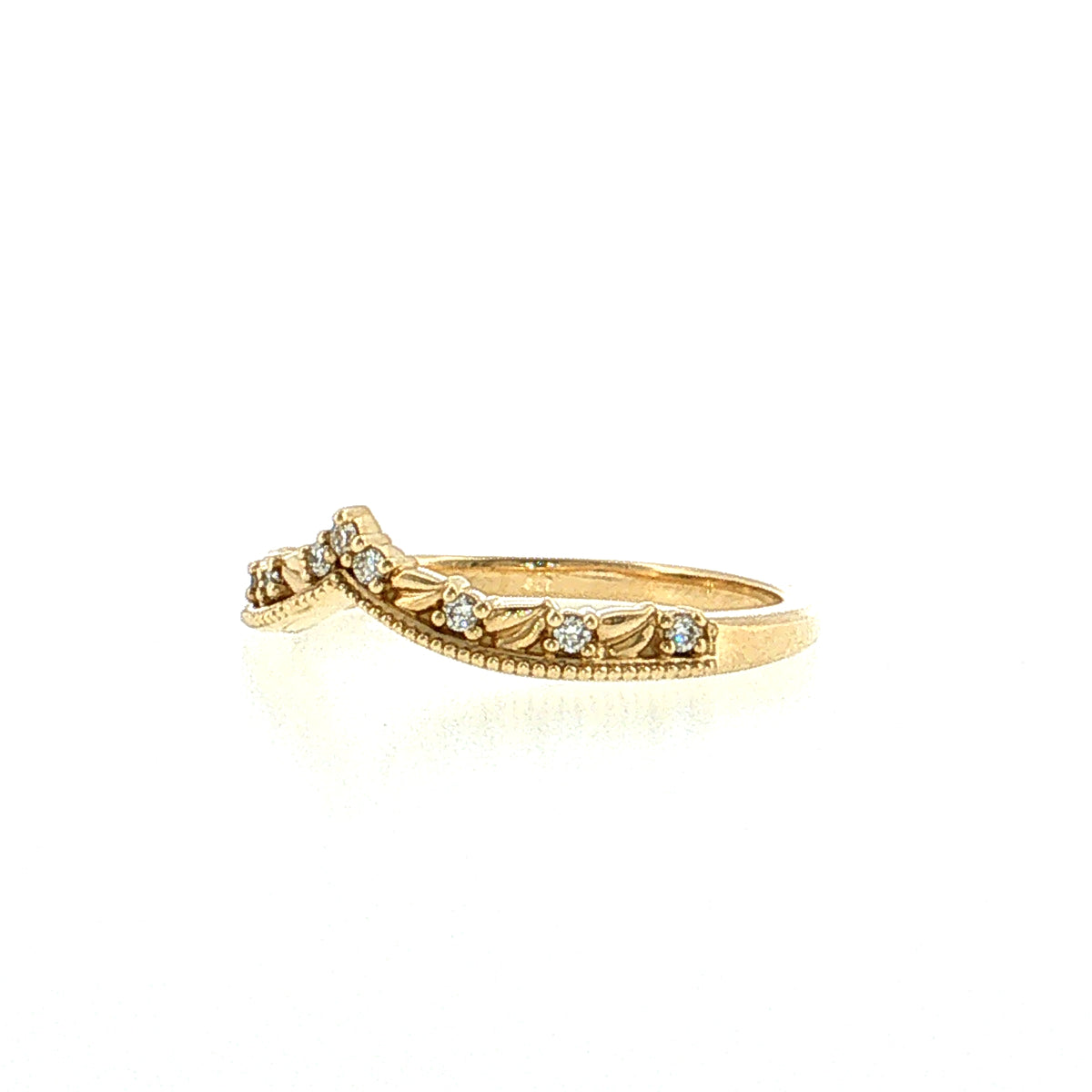 .09 Diamond V-Shape Stacking Band 14k Yellow Gold