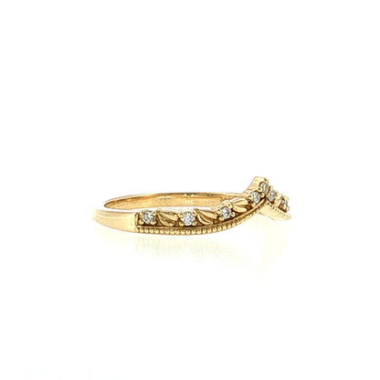 .09 Diamond V-Shape Stacking Band 14k Yellow Gold