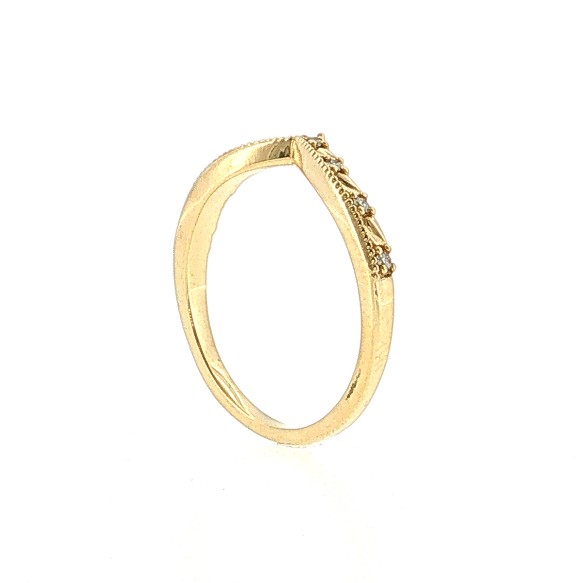 .09 Diamond V-Shape Stacking Band 14k Yellow Gold