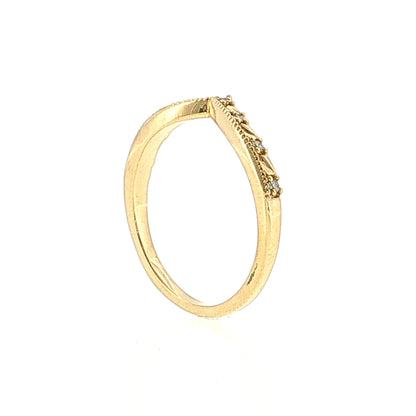 .09 Diamond V-Shape Stacking Band 14k Yellow Gold