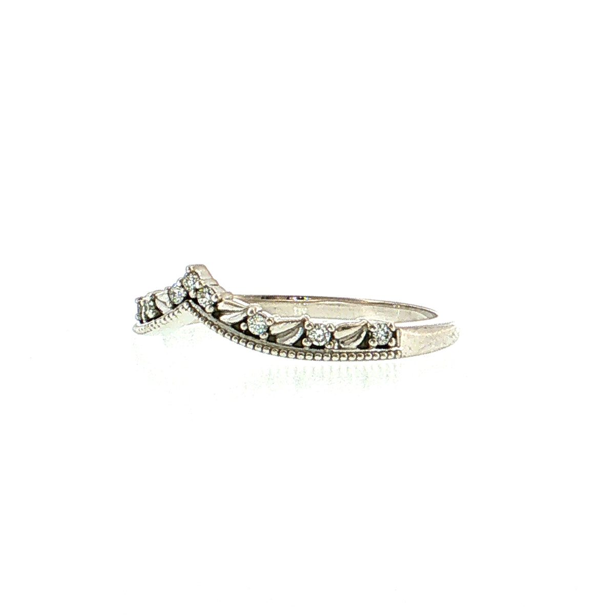 .09 Diamond V Shaped Contoured Stacking Band 14k Yellow Gold