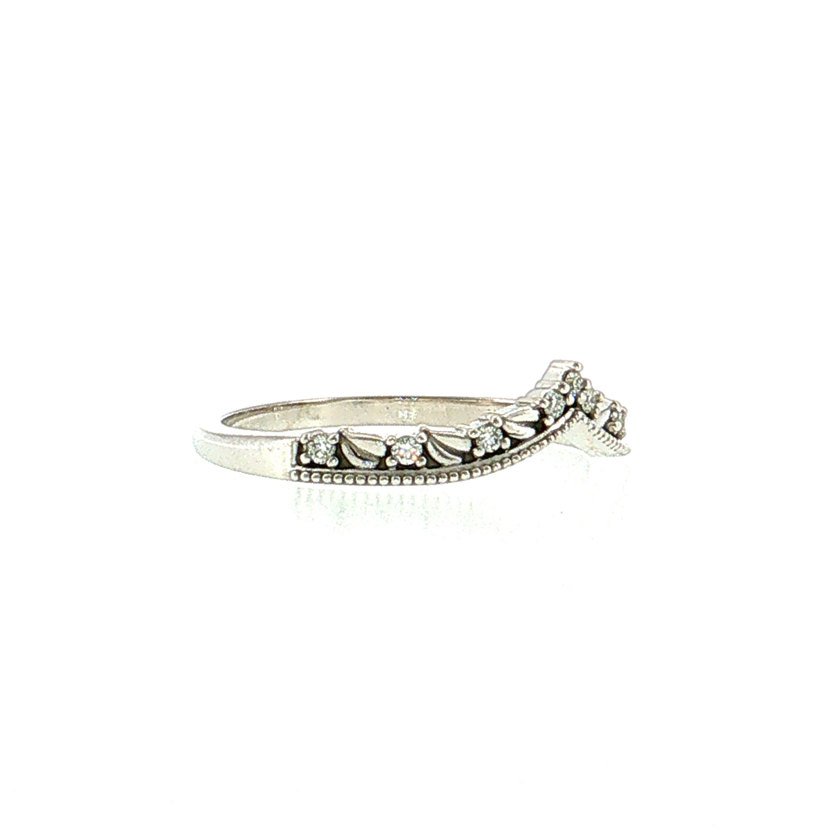 .09 Diamond V Shaped Contoured Stacking Band 14k Yellow Gold