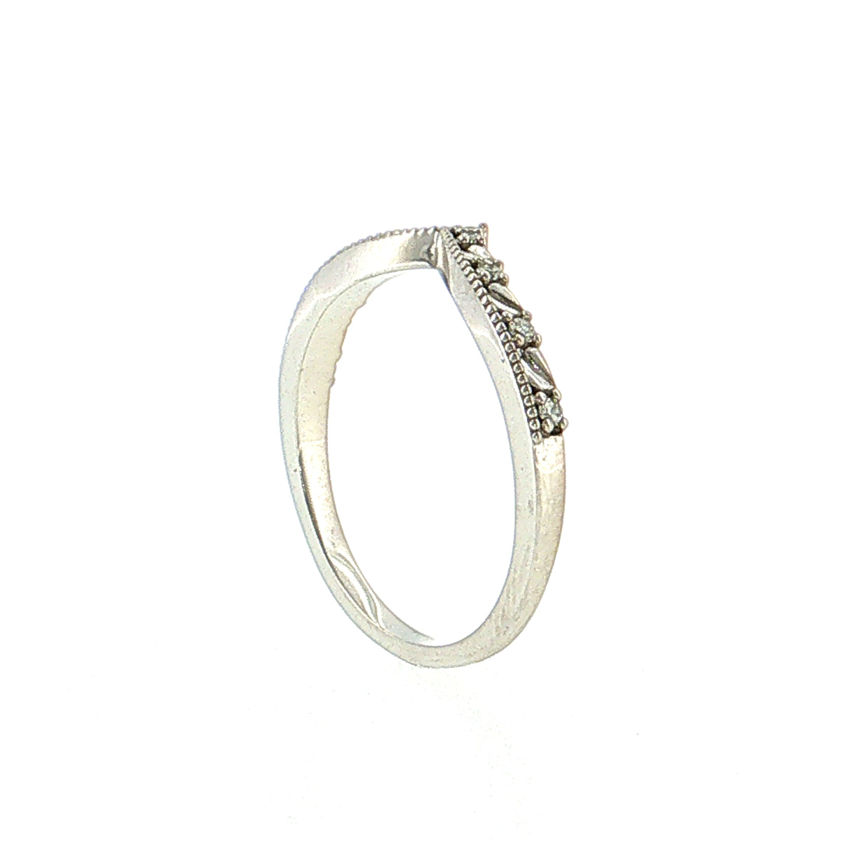 .09 Diamond V Shaped Contoured Stacking Band 14k Yellow Gold