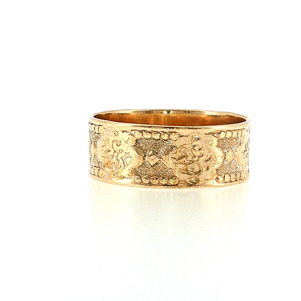 Antique Victorian Engraved Men's Wedding Band 14k
