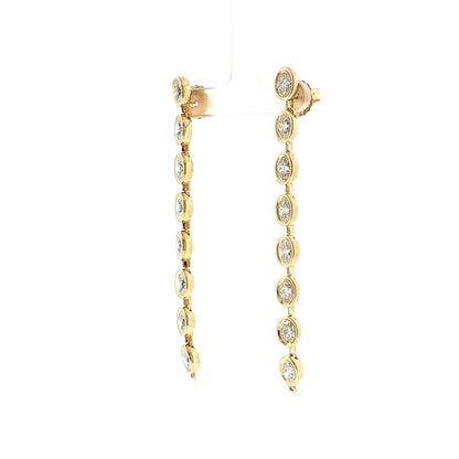 8.09ct Oval Cut Diamond Drop Earrings 18K Yellow Gold
