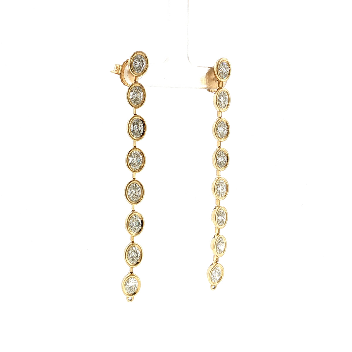 8.09ct Oval Cut Diamond Drop Earrings 18K Yellow Gold
