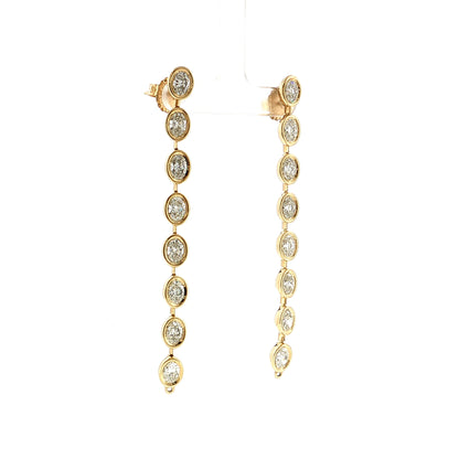 8.09ct Oval Cut Diamond Drop Earrings 18K Yellow Gold