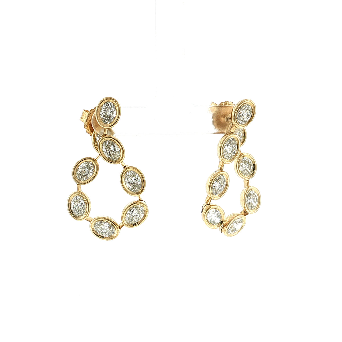 8.09ct Oval Cut Diamond Drop Earrings 18K Yellow Gold