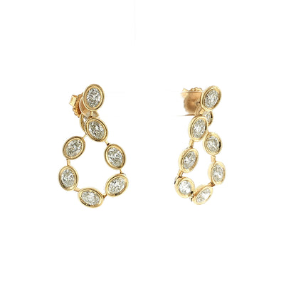 8.09ct Oval Cut Diamond Drop Earrings 18K Yellow Gold
