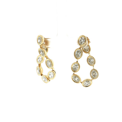 8.09ct Oval Cut Diamond Drop Earrings 18K Yellow Gold