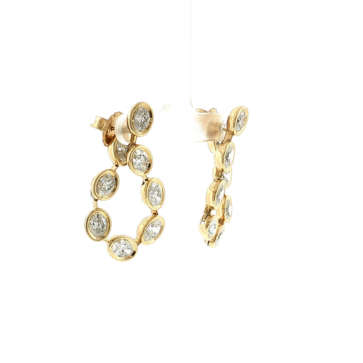 8.09ct Oval Cut Diamond Drop Earrings 18K Yellow Gold