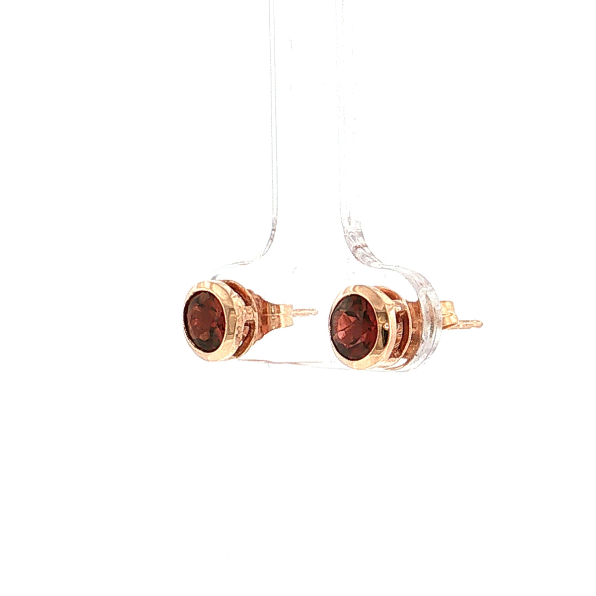 1.25 Round Cut Garnet Stud Earrings 14k