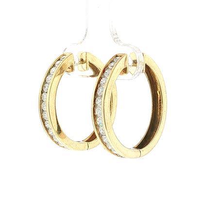 .99 Round Diamond Hoop Earrings 14k Yellow Gold