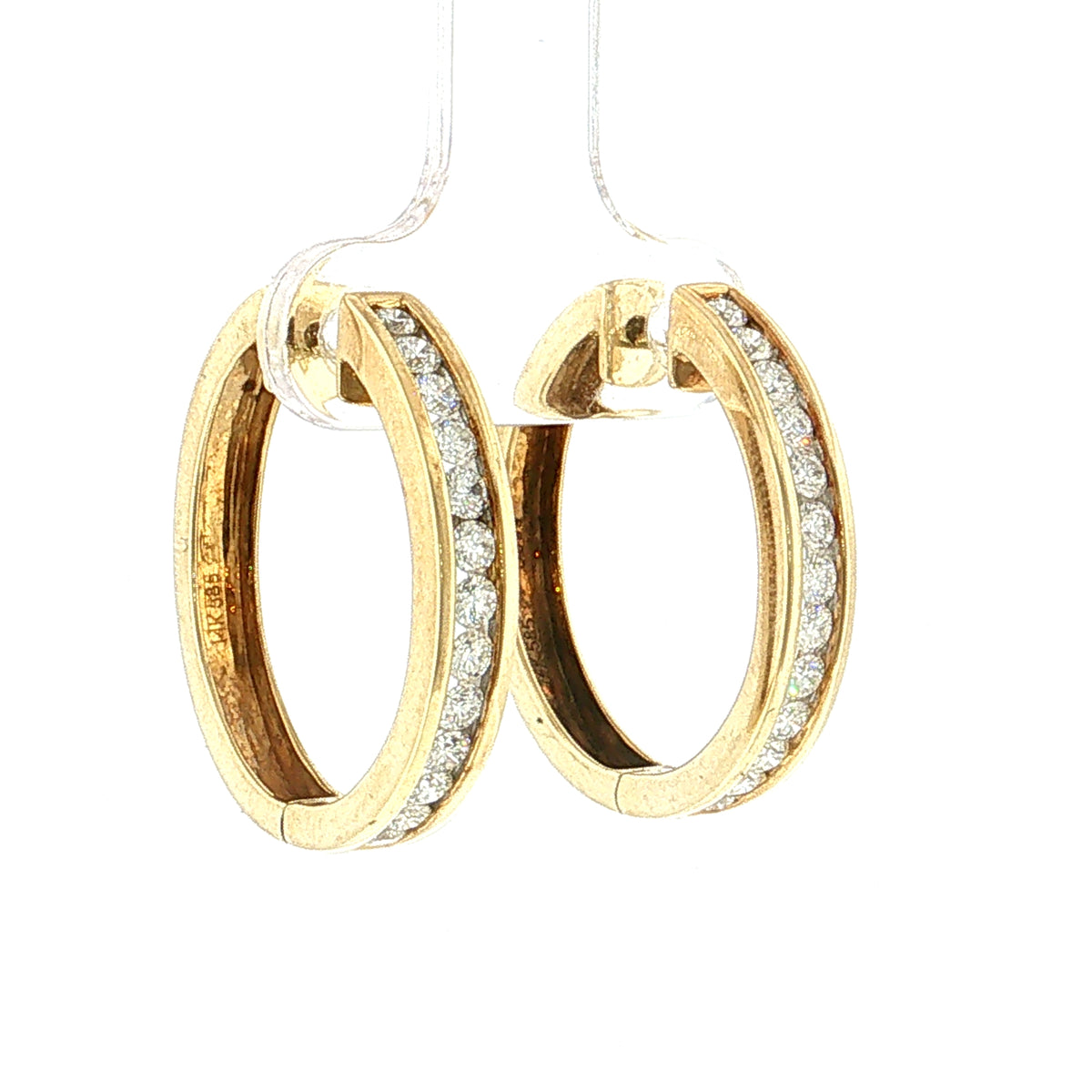 .99 Round Diamond Hoop Earrings 14k Yellow Gold