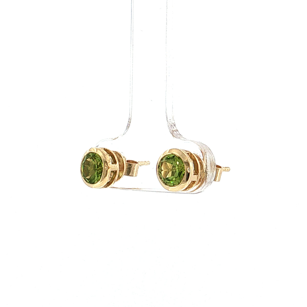 1.00 Carat Peridot Stud Earrings 14k Yellow Gold