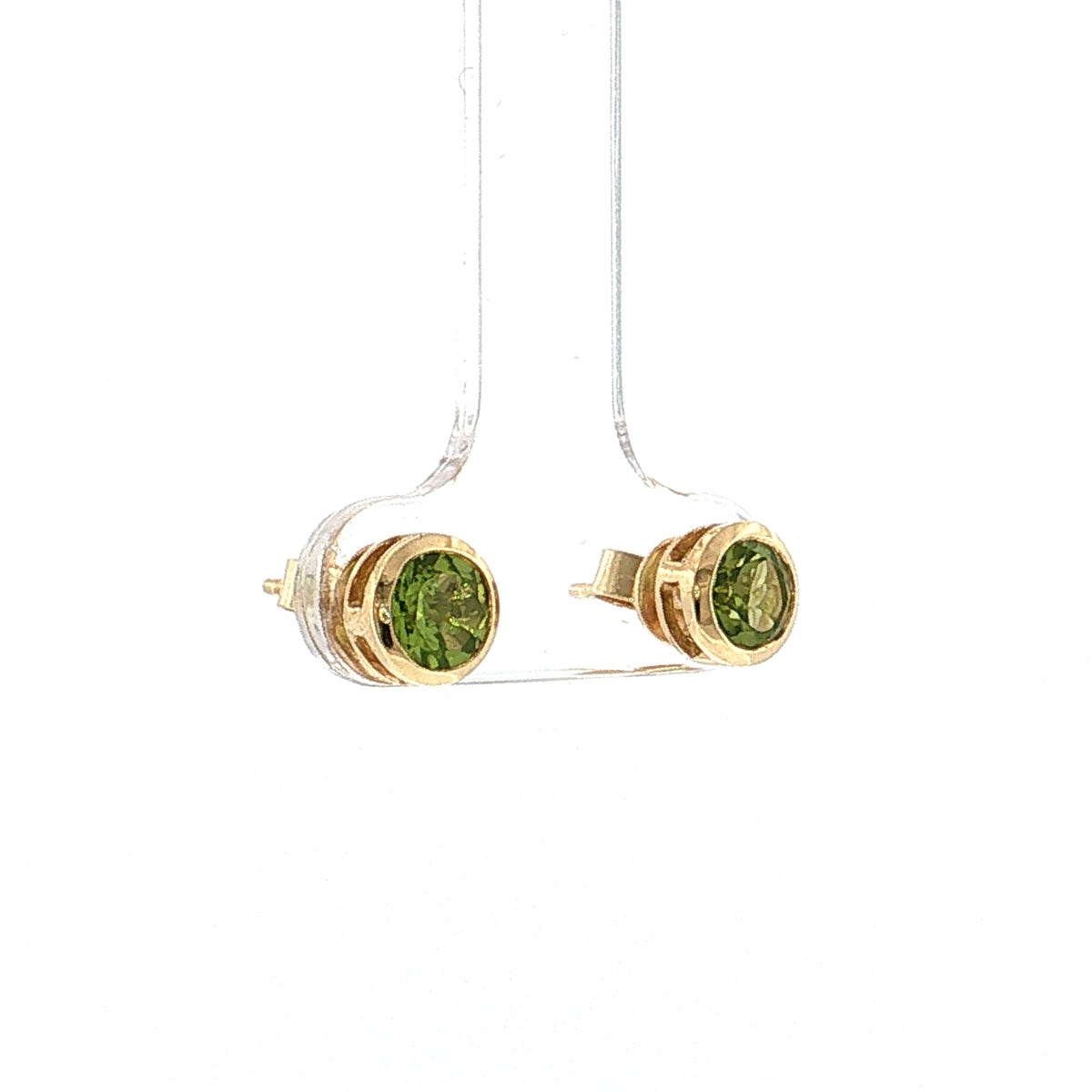 1.00 Carat Peridot Stud Earrings 14k Yellow Gold