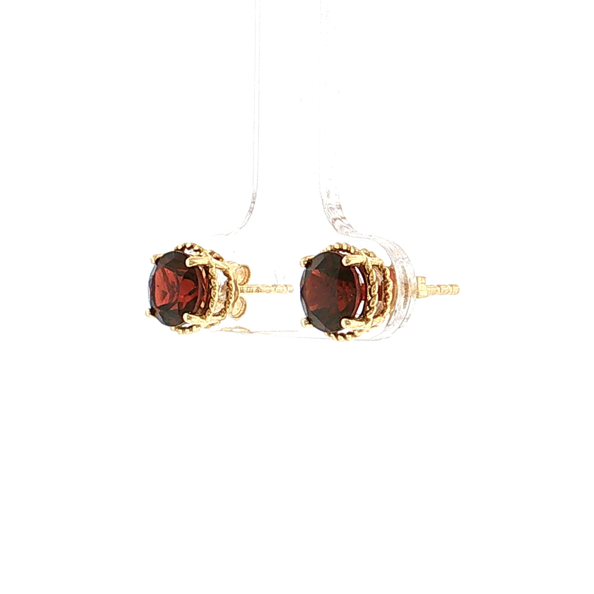 2.30 Round Garnet Stud Earrings 14k Yellow Gold