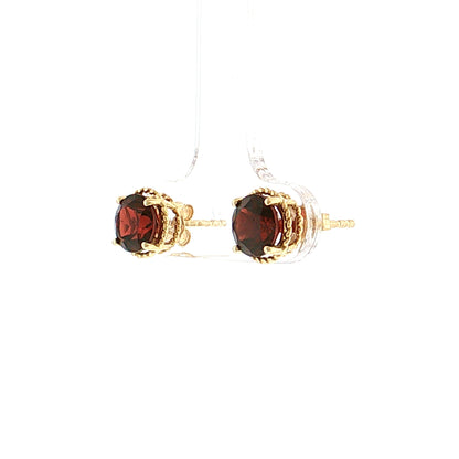 2.30 Round Garnet Stud Earrings 14k Yellow Gold