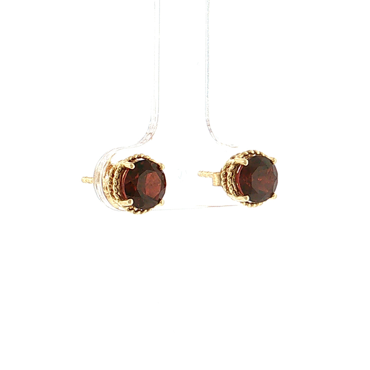 2.30 Round Garnet Stud Earrings 14k Yellow Gold