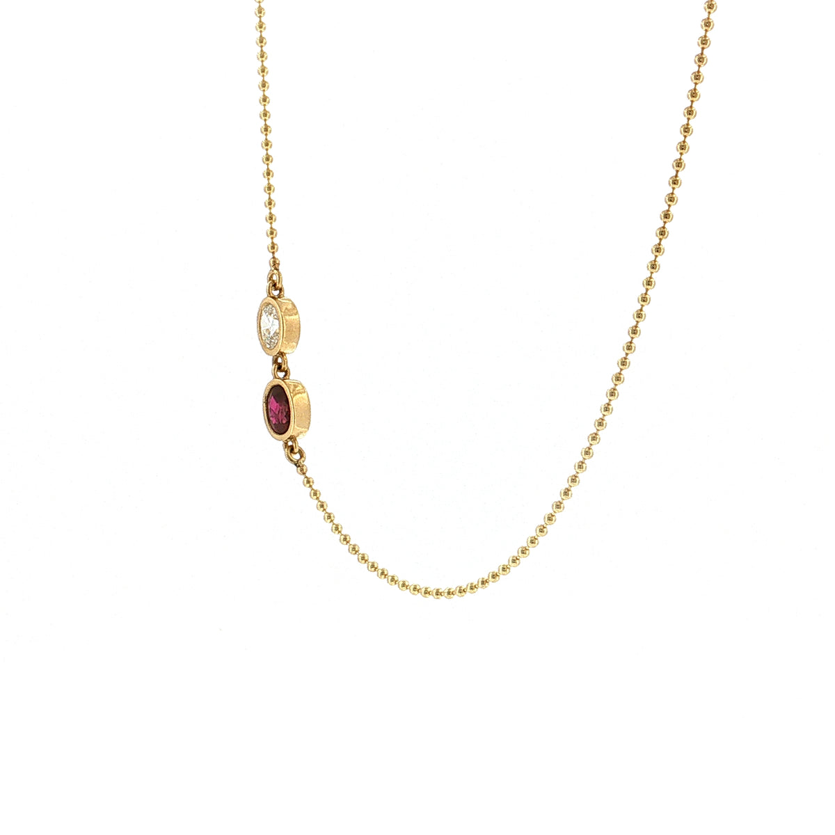 1.03 Oval Ruby & Diamond Pendant Necklace 14k Yellow Gold