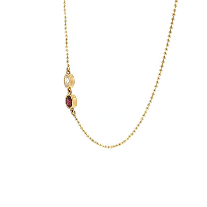 1.03 Oval Ruby & Diamond Pendant Necklace 14k Yellow Gold