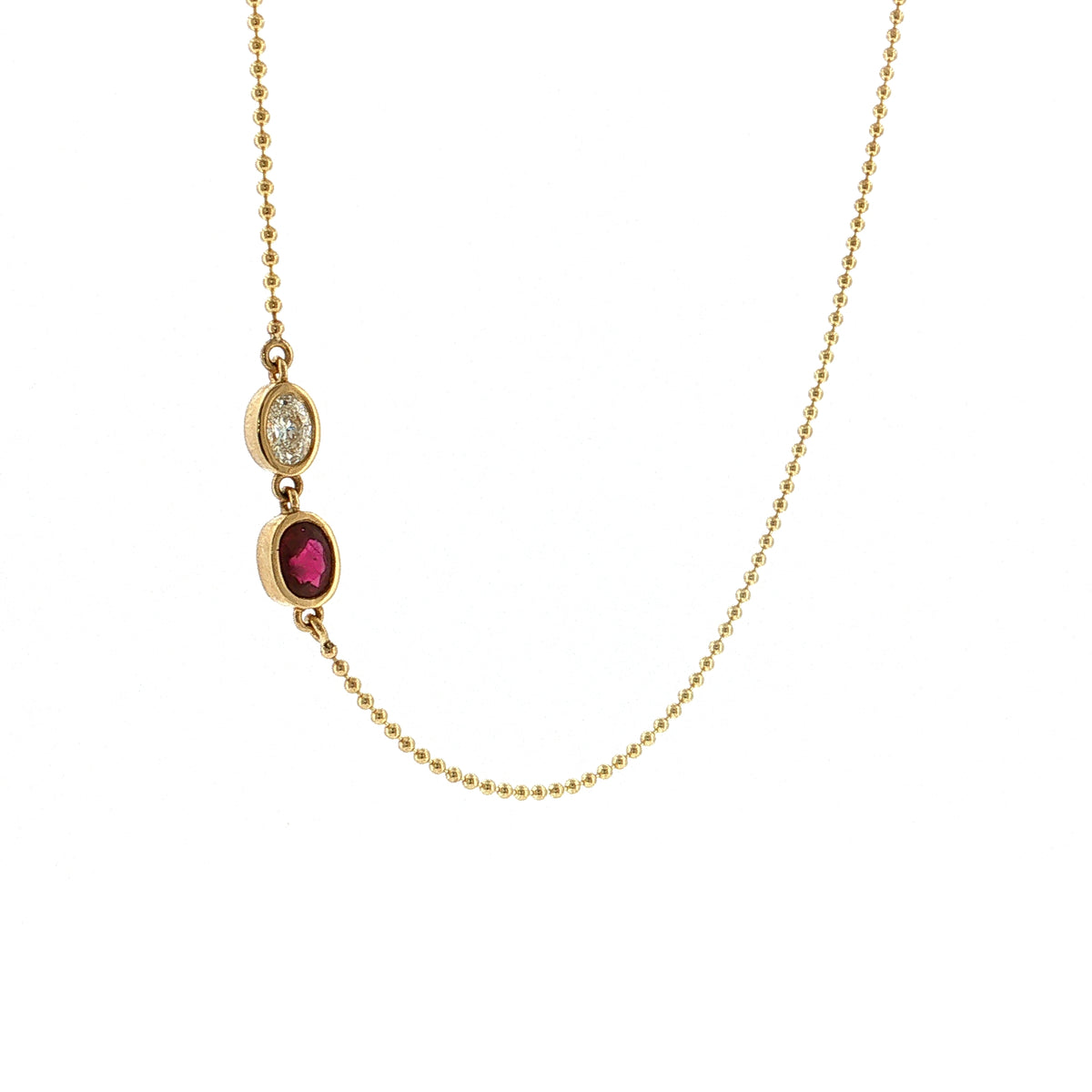 1.03 Oval Ruby & Diamond Pendant Necklace 14k Yellow Gold