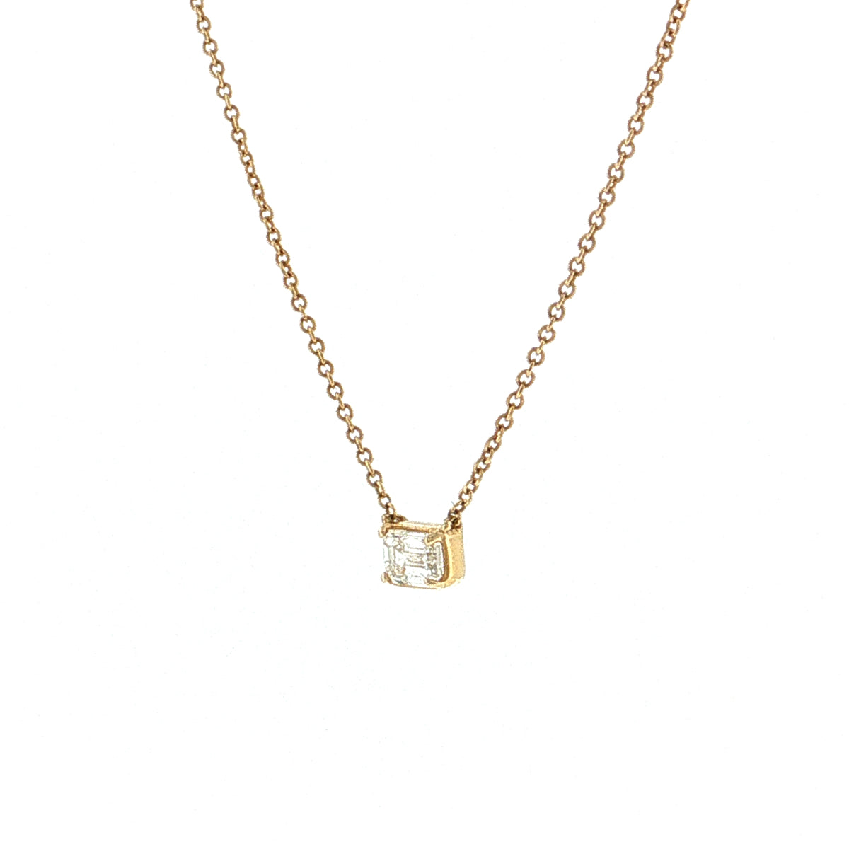.33 Emerald Cut Diamond Pendant Necklace 14k Yellow Gold