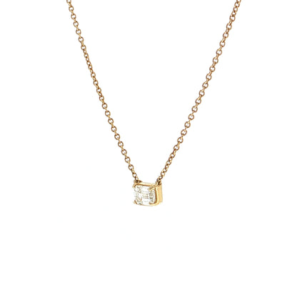 .33 Emerald Cut Diamond Pendant Necklace 14k Yellow Gold
