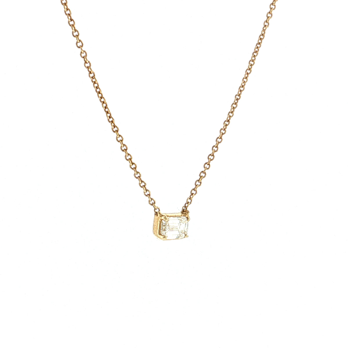 .33 Emerald Cut Diamond Pendant Necklace 14k Yellow Gold