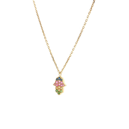 .27 Effy Hamsa Rainbow Gemstone Pendant Necklace 14k