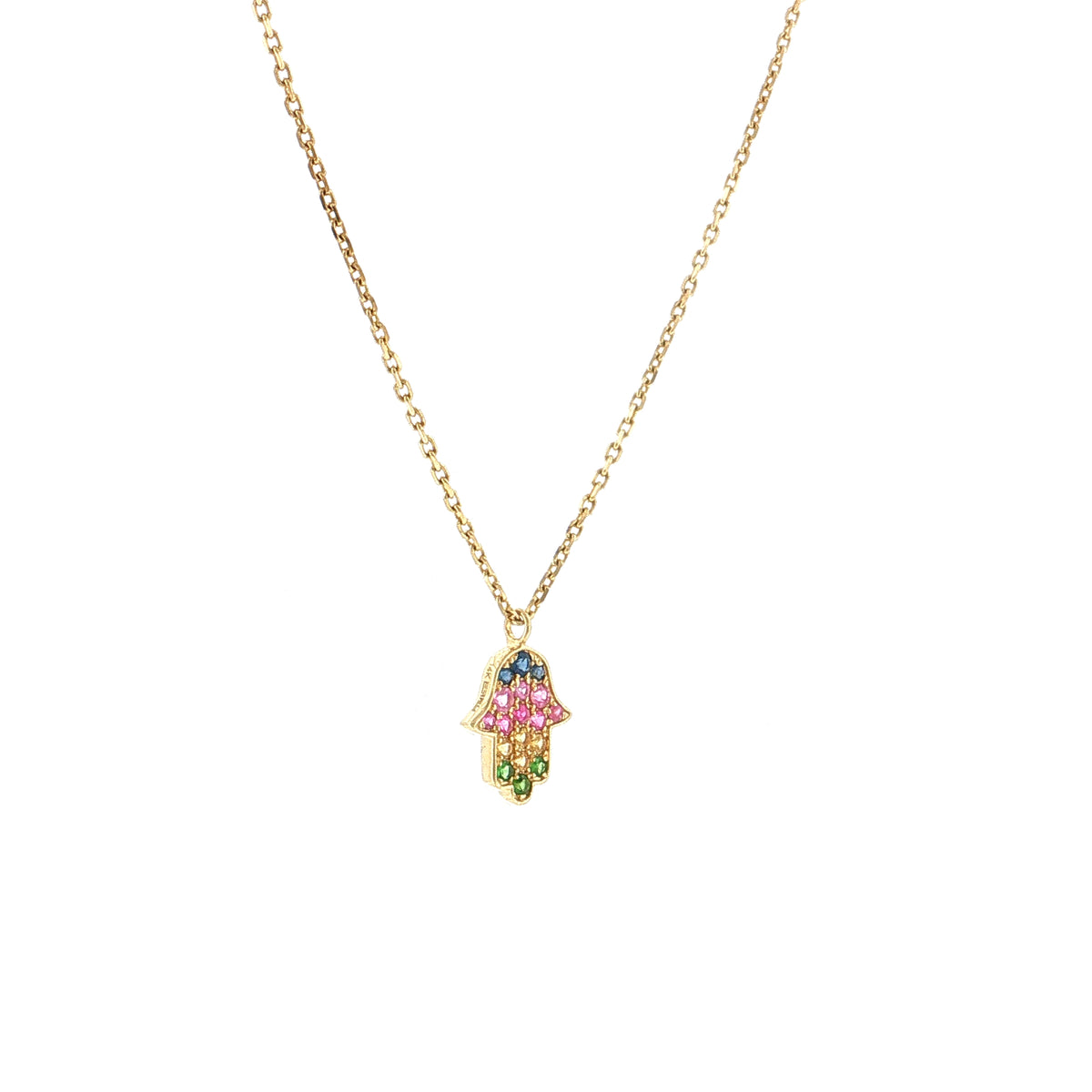 .27 Effy Hamsa Rainbow Gemstone Pendant Necklace 14k