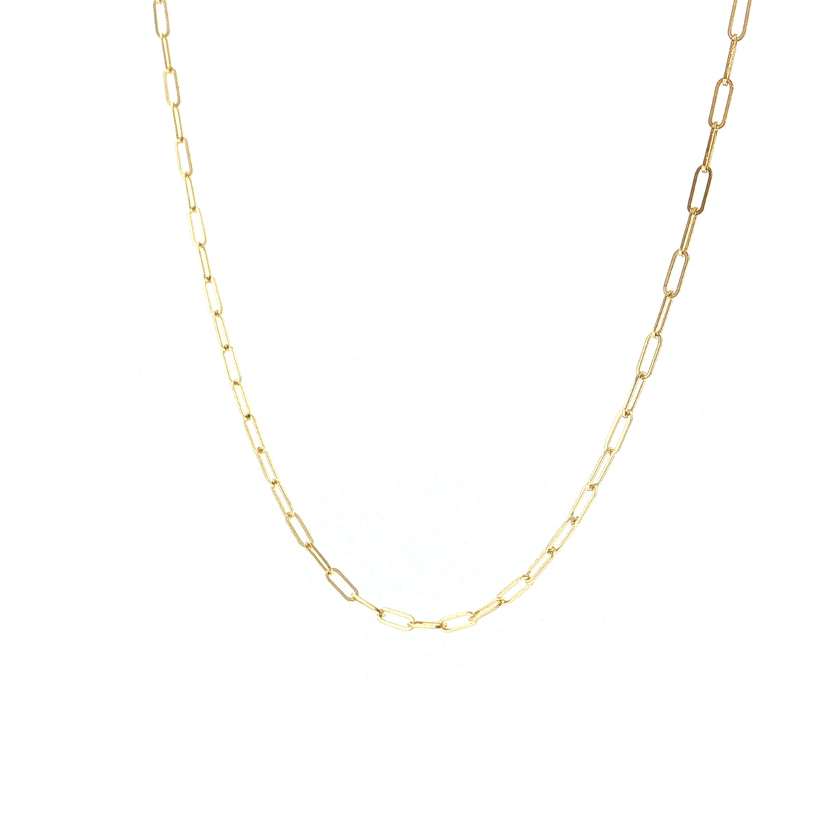 Adjustable Paperclip Chain Necklace 14K Yellow Gold