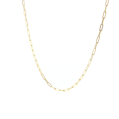 Adjustable Paperclip Chain Necklace 14K Yellow Gold