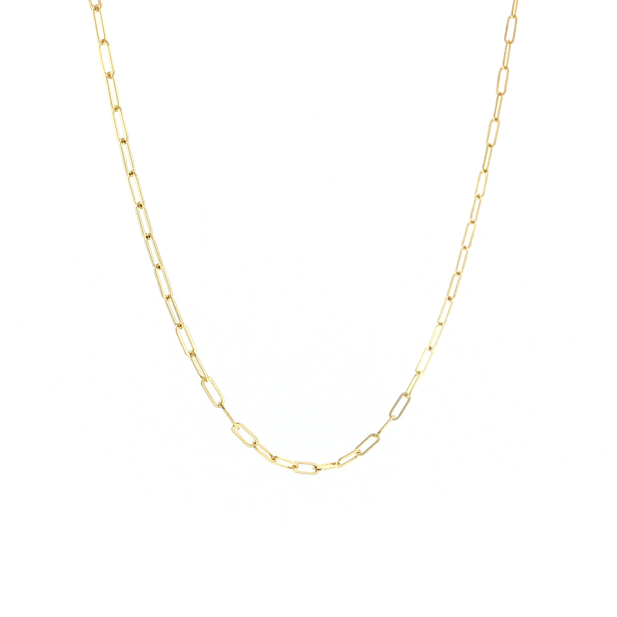 Adjustable Paperclip Chain Necklace 14K Yellow Gold