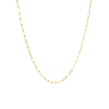 Adjustable Paperclip Chain Necklace 14K Yellow Gold