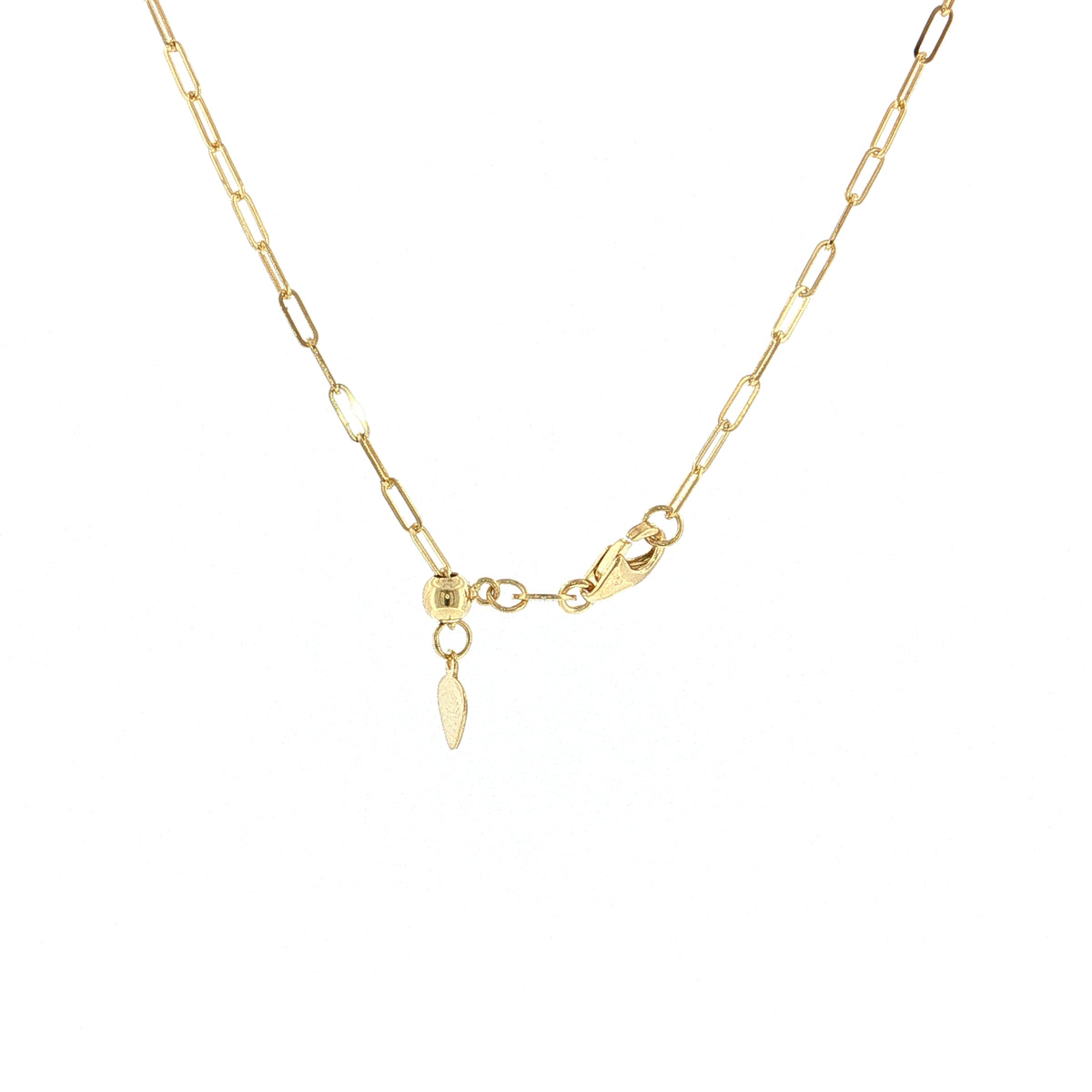 Adjustable Paperclip Chain Necklace 14K Yellow Gold