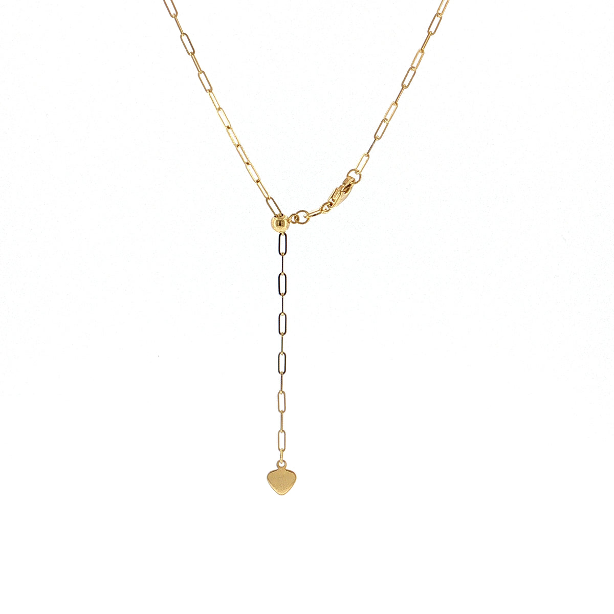 Adjustable Paperclip Chain Necklace 14K Yellow Gold