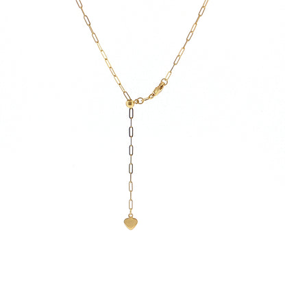 Adjustable Paperclip Chain Necklace 14K Yellow Gold